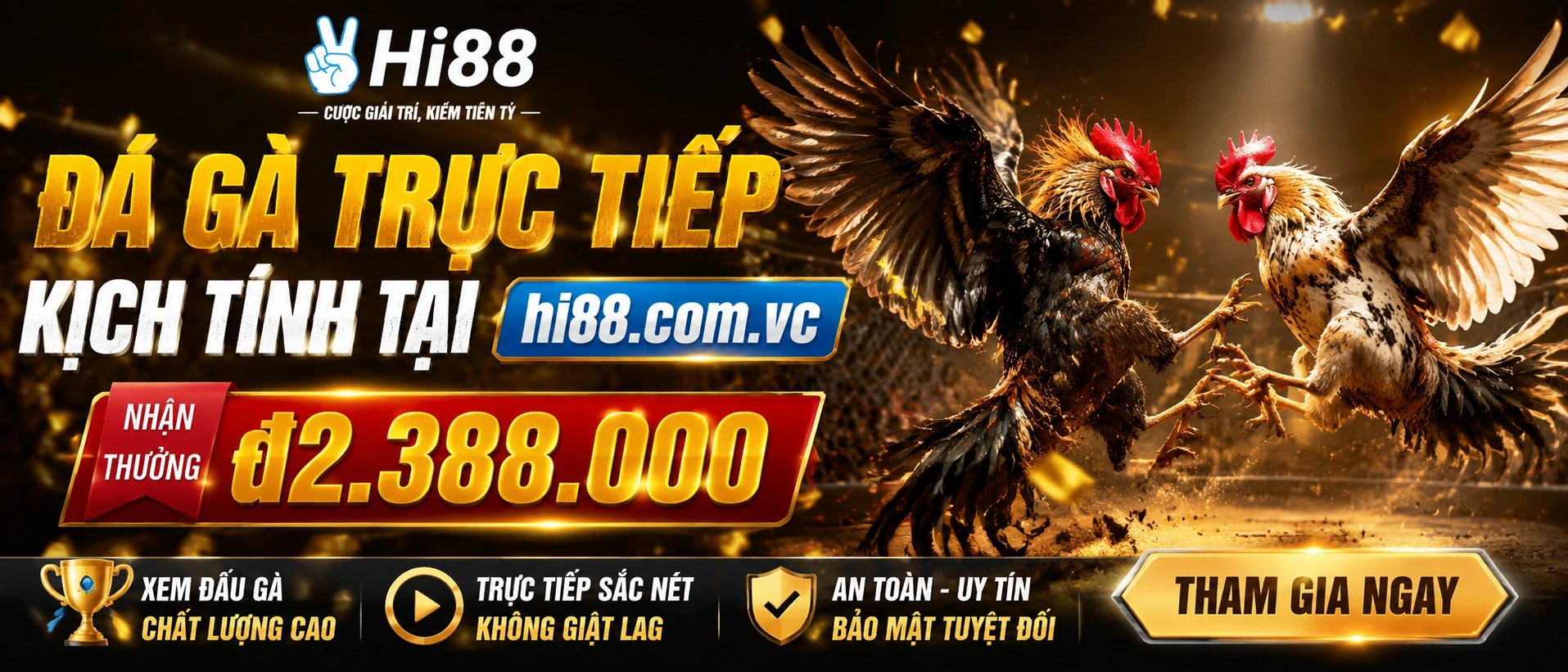 Đá Gà HI88 giao diện danh mục và khu live trên mobile